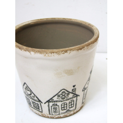 Osłonka ceramiczna szkliwiona Domki 7cm